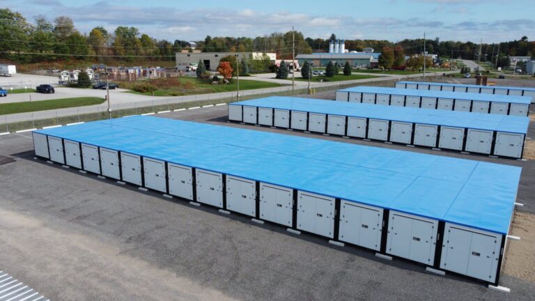 Rows of our storage containers - Store It Solutions Barrie